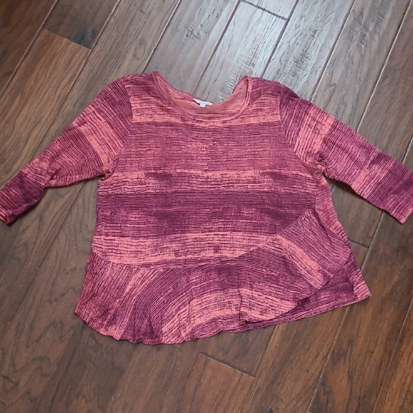 Lucky Brand Pink & Red Asymmetrical Hem Blouse size 1X - Picture 1 of 6